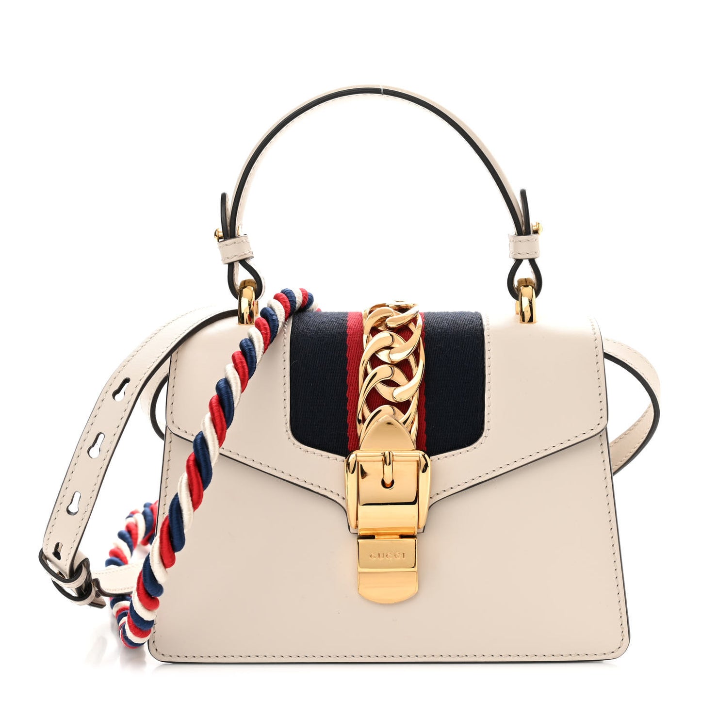 Calfskin Mini Sylvie Top Handle Bag White