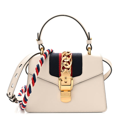 Gucci Calfskin Mini Sylvie Top Handle Bag White 1 of 14