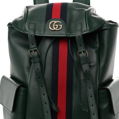 Gucci Grained Calfskin Medium Ophidia Double Buckle Backpack Green 7 of 9