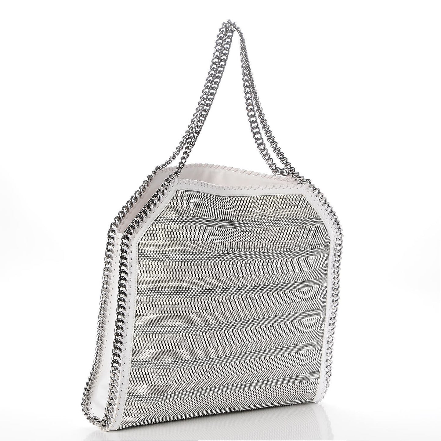 Woven Moire Falabella Tote Pure White