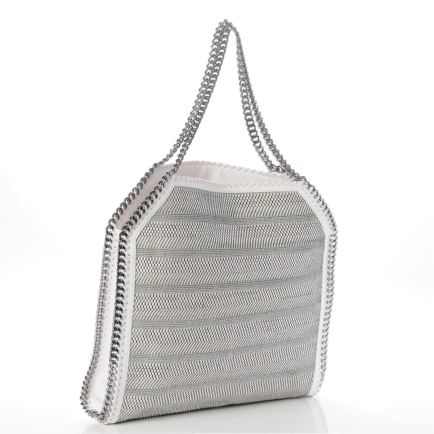Stella McCartney Woven Moire Falabella Tote Pure White 3 of 10