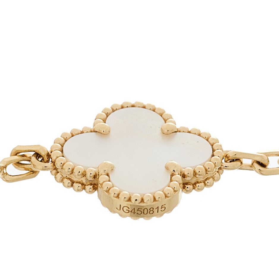 Van Cleef & Arpels 18K Yellow Gold Mother of Pearl 5 Motifs Vintage Alhambra Bracelet 4 of 5