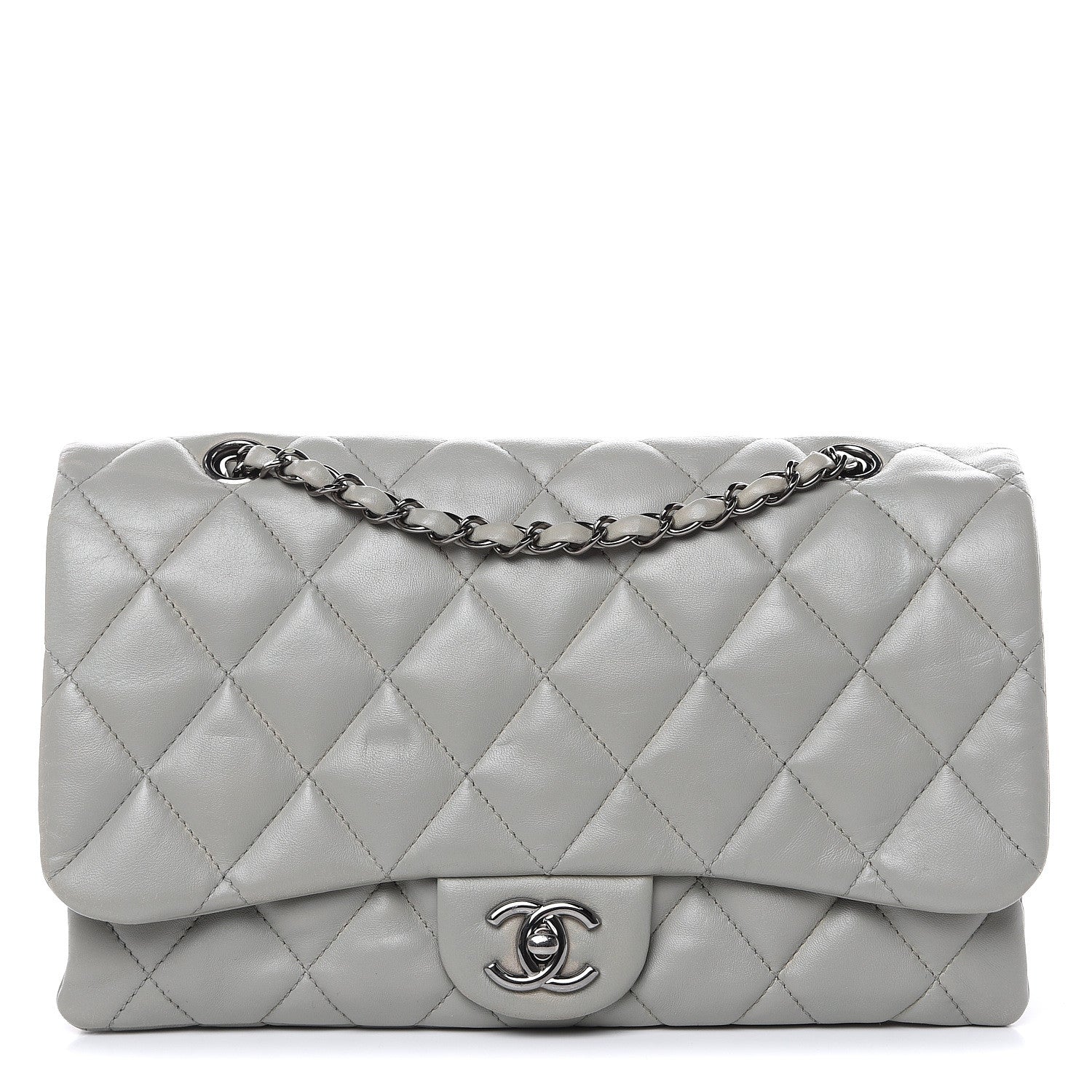 Chanel Lambskin Quilted Large 3 Flap Bag Grey 1 of 20