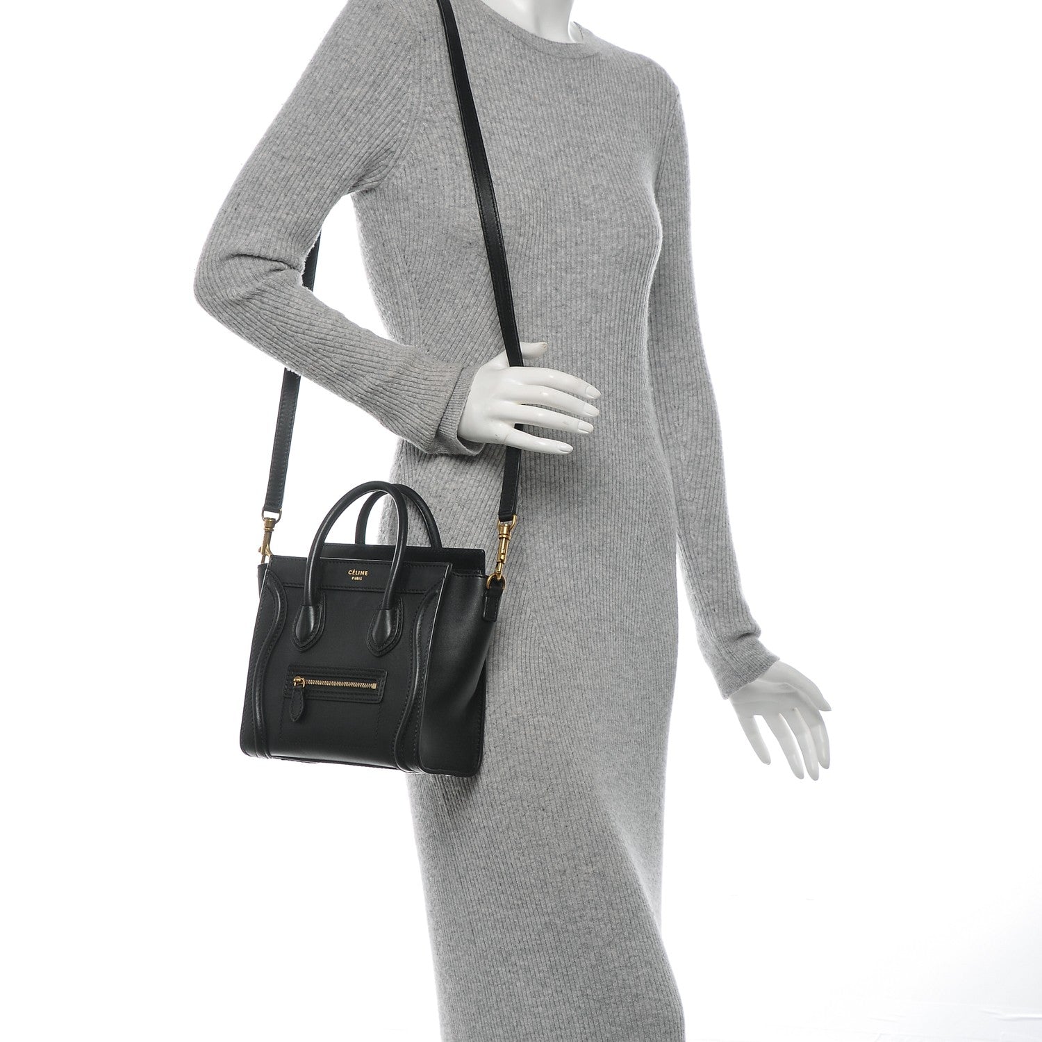 Celine Smooth Calfskin Nano Luggage Black 2 of 6