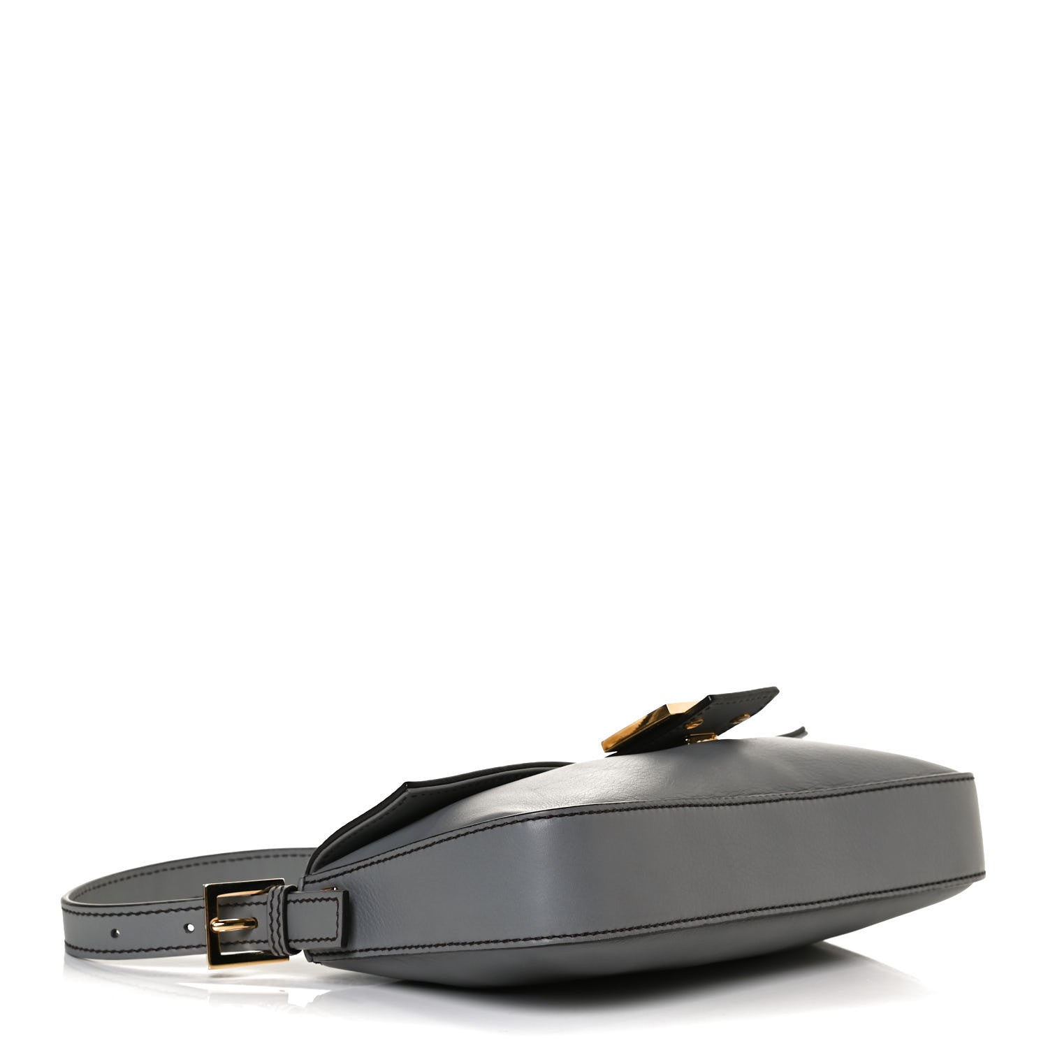 Fendi Vitello Flamingo Enamel Interchangeable Strap Baguette Grigio Chiaro Latte Tabacco 4 of 14
