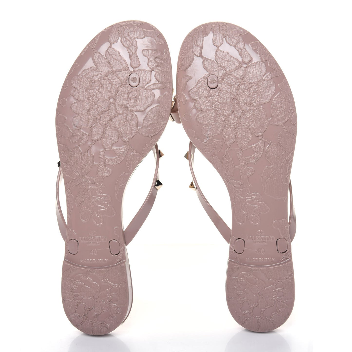 PVC Jelly Rockstud Bow Thong Sandals 40 Poudre
