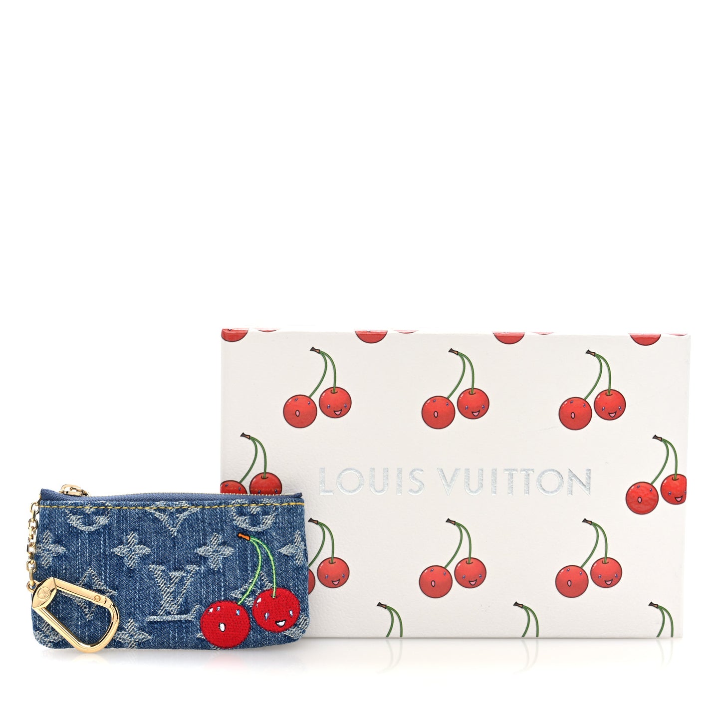 LV X TM Monogram Denim Cerises Key Pouch Blue