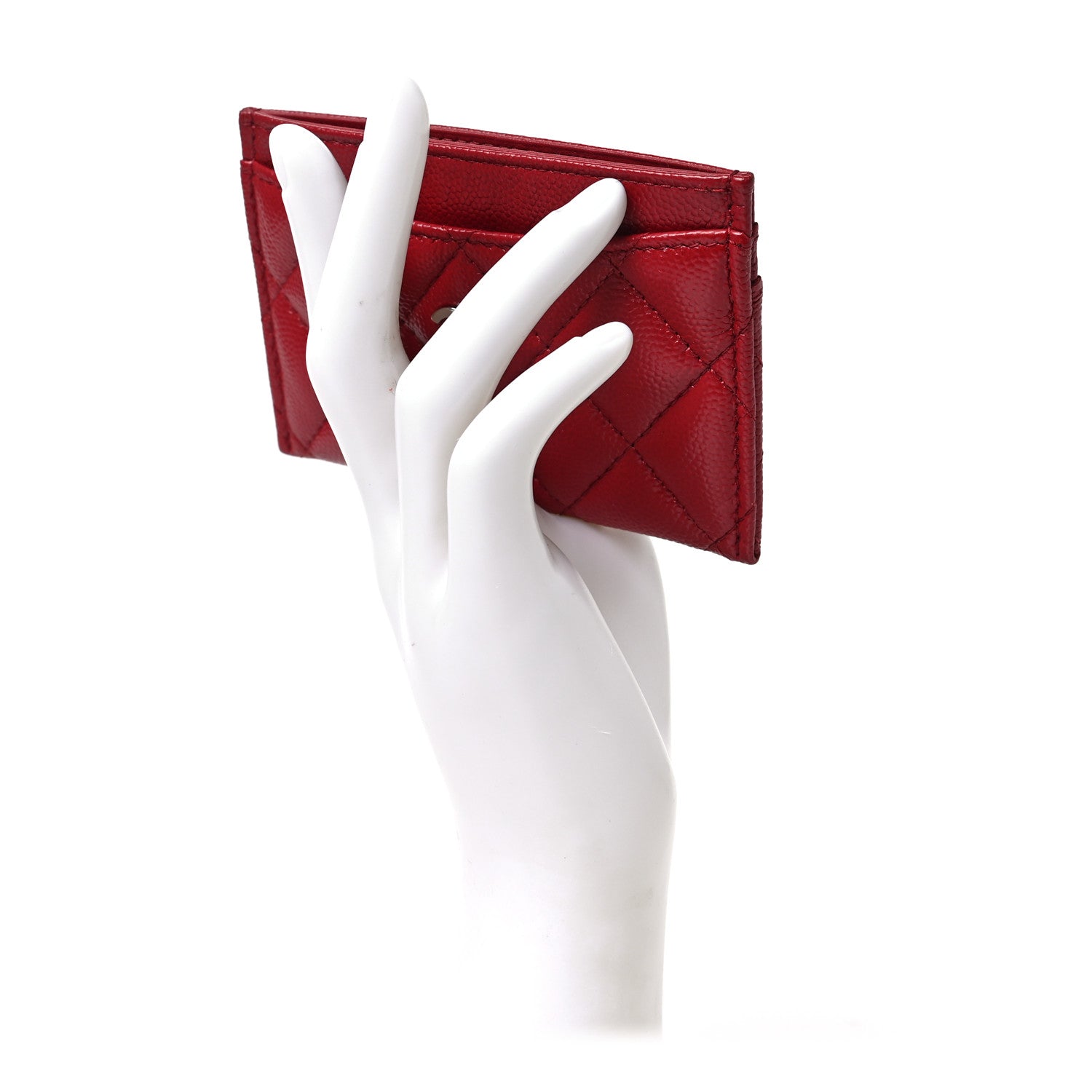 Chanel Caviar Quilted Card Holder Red 2 of 9