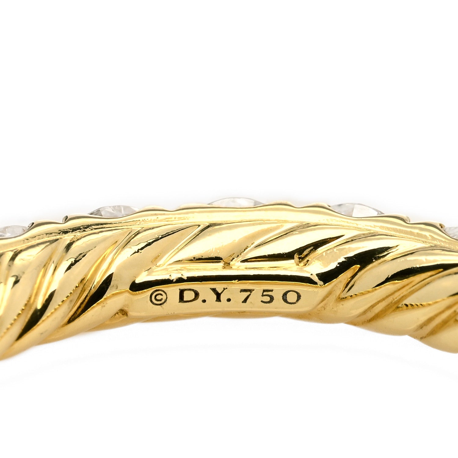David Yurman 18K Yellow Gold Diamond 3.6mm Eden Eternity Wedding Band Ring 54 6.75 4 of 5