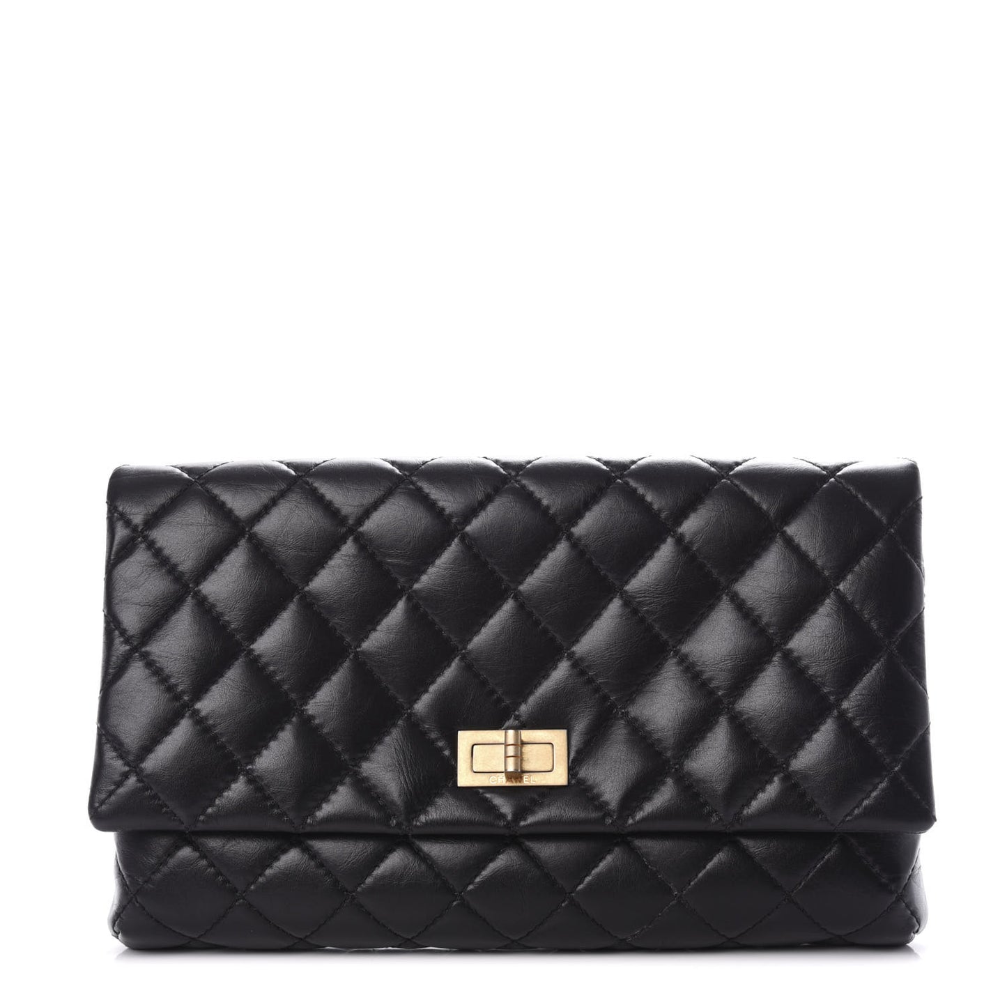 Aged Calfskin Quilted Reissue 2.55 Clutch Black