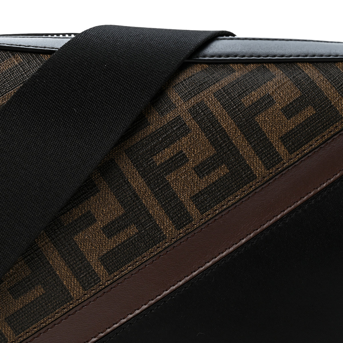 Glazed Fabric Vitello Liberty FF 1974 Diagonal Medium Camera Case Tobacco Moresco Black