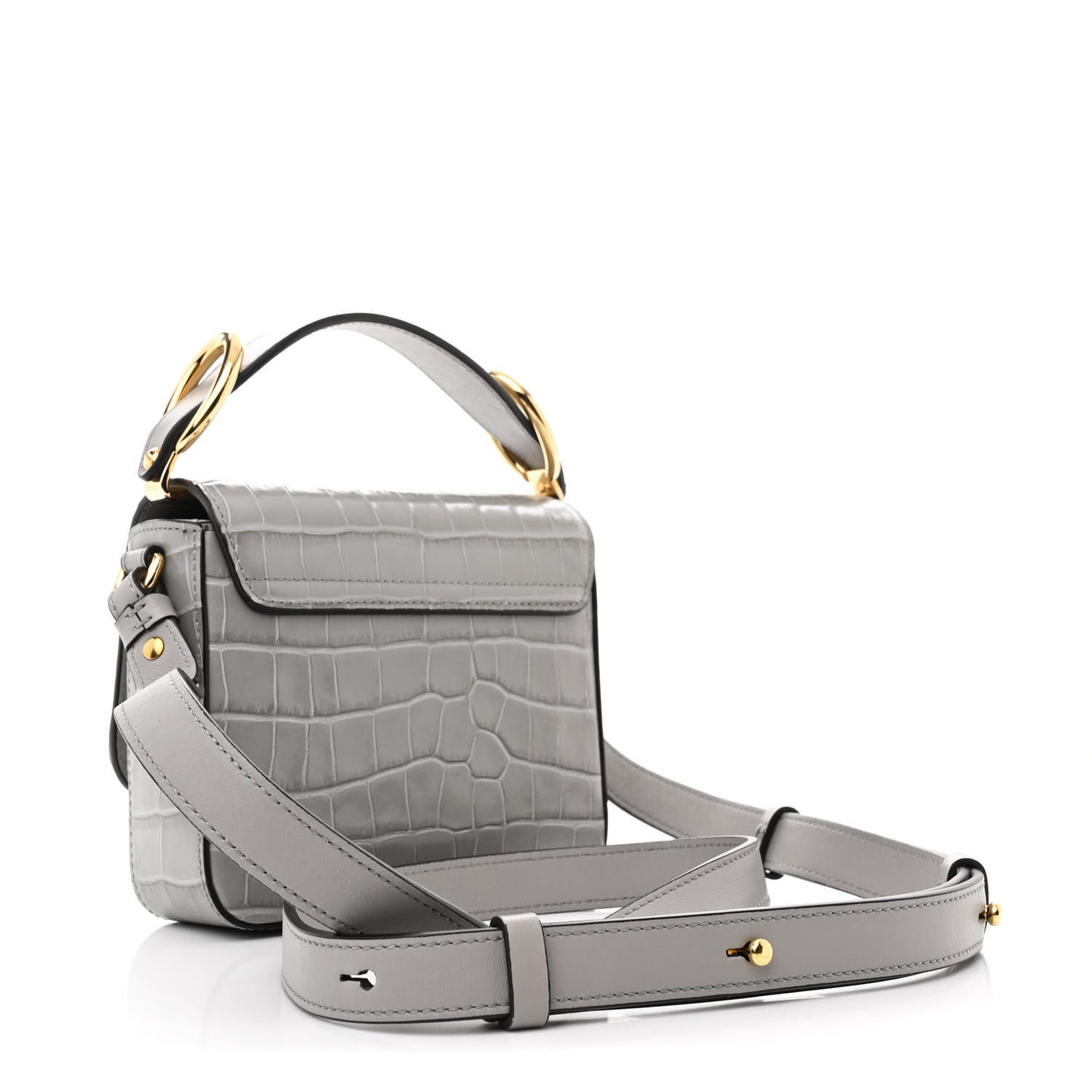 Calfskin Crocodile Embossed Mini C Bag Stormy Grey