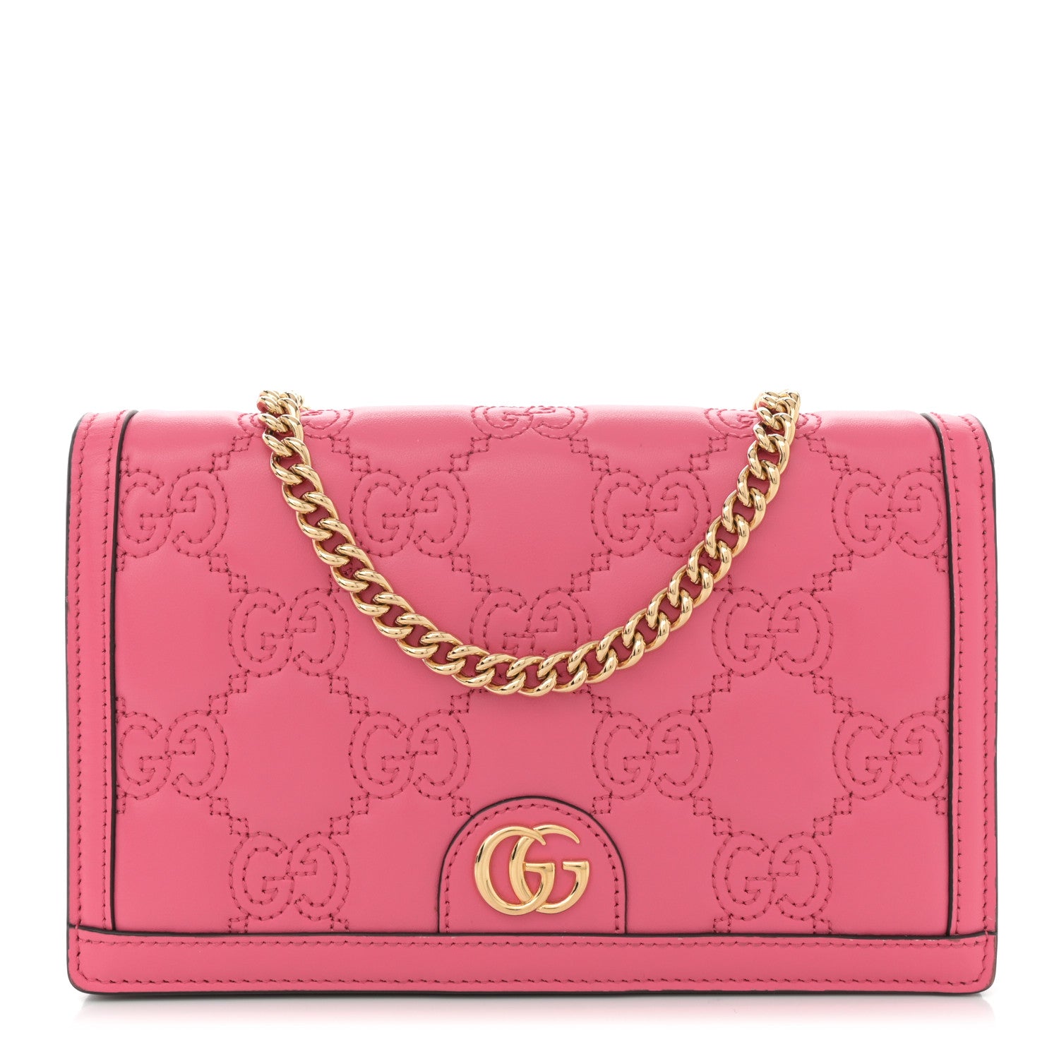 Gucci Calfskin GG Matelasse Chain Wallet Rhodamine Pink 1 of 10