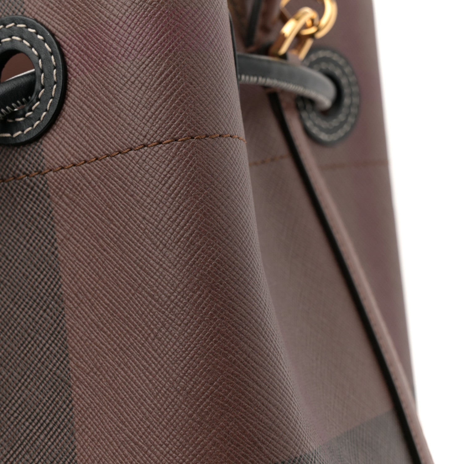Burberry Giant Check Calfskin TB Bucket Bag Dark Birch 11 of 11