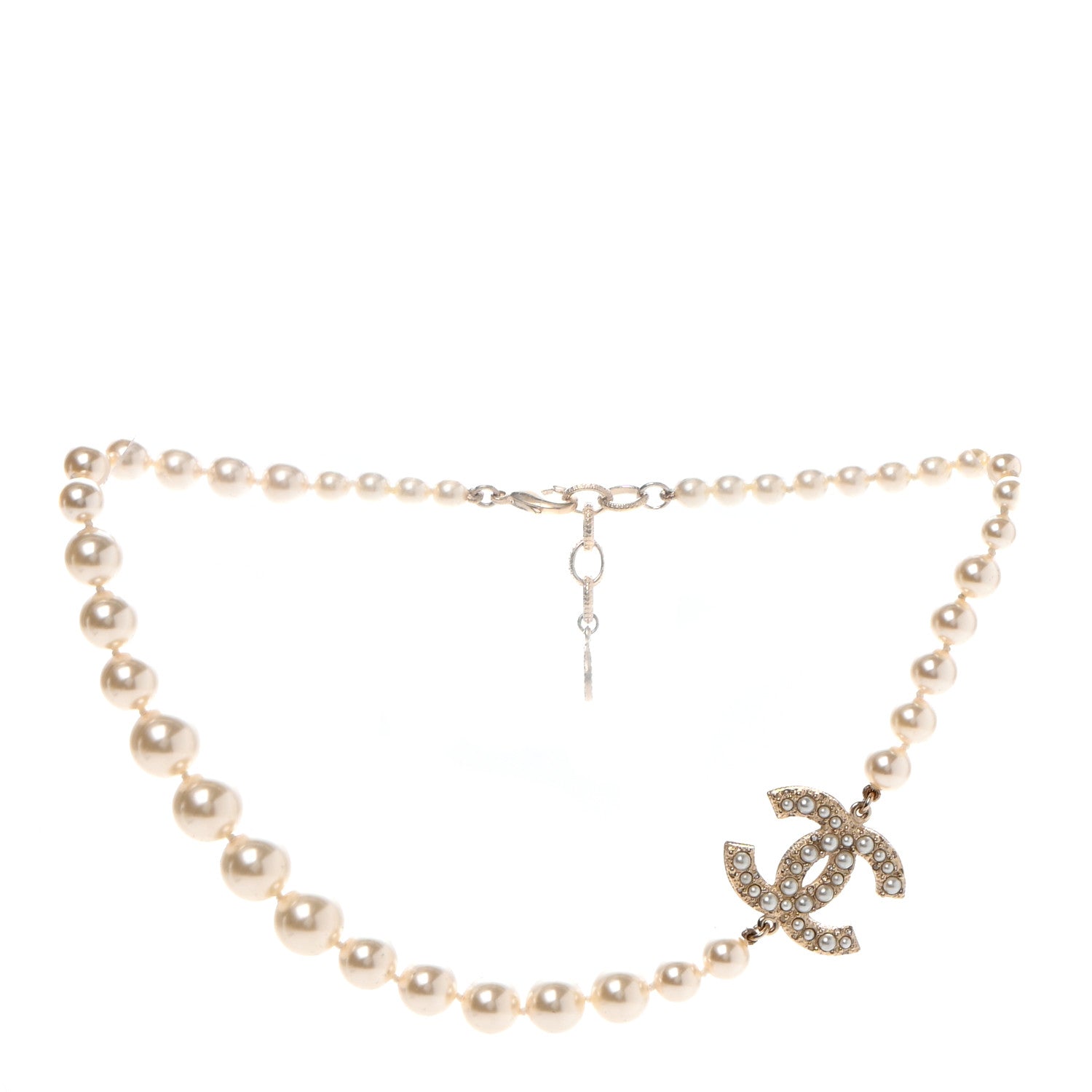 Chanel Pearl CC 100th Anniversary Necklace Light Gold 3 of 7