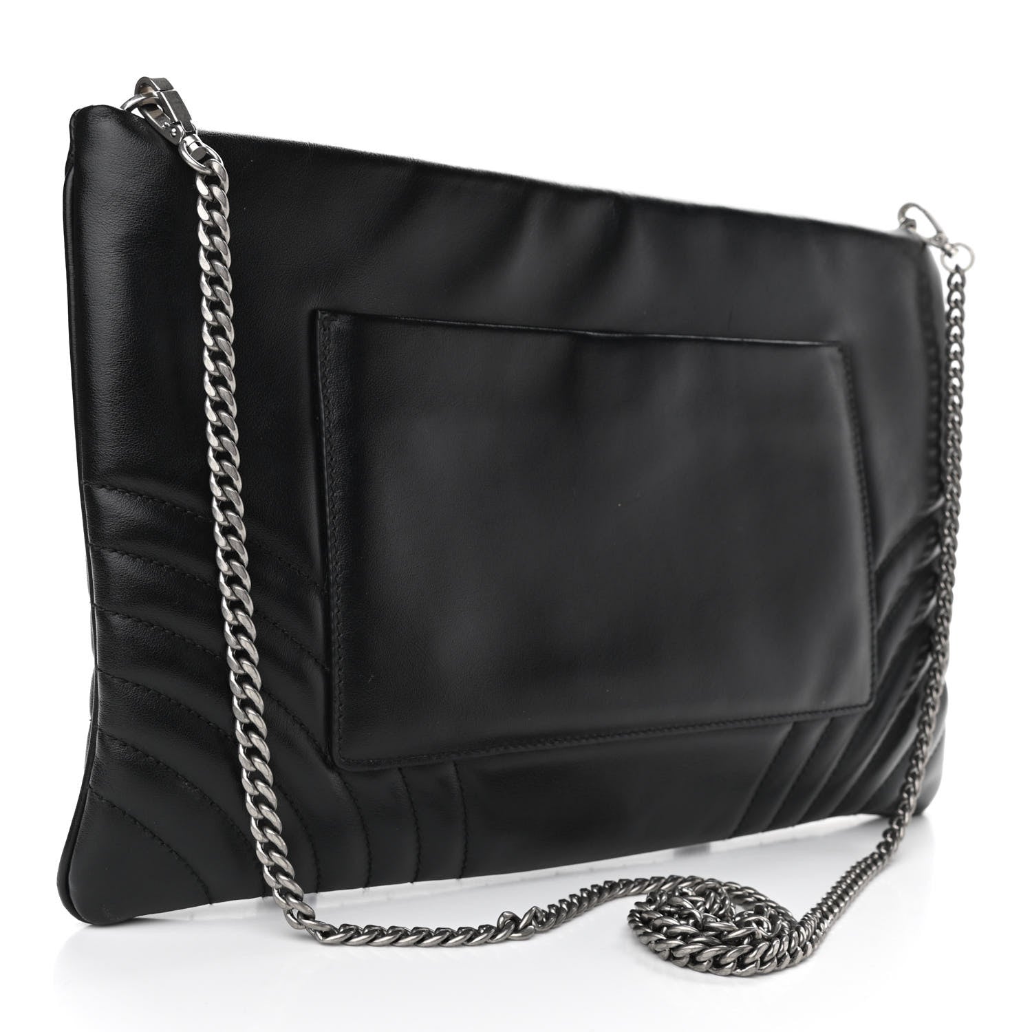 Prada Soft Calfskin Impunture Diagramme Clutch Black 3 of 9