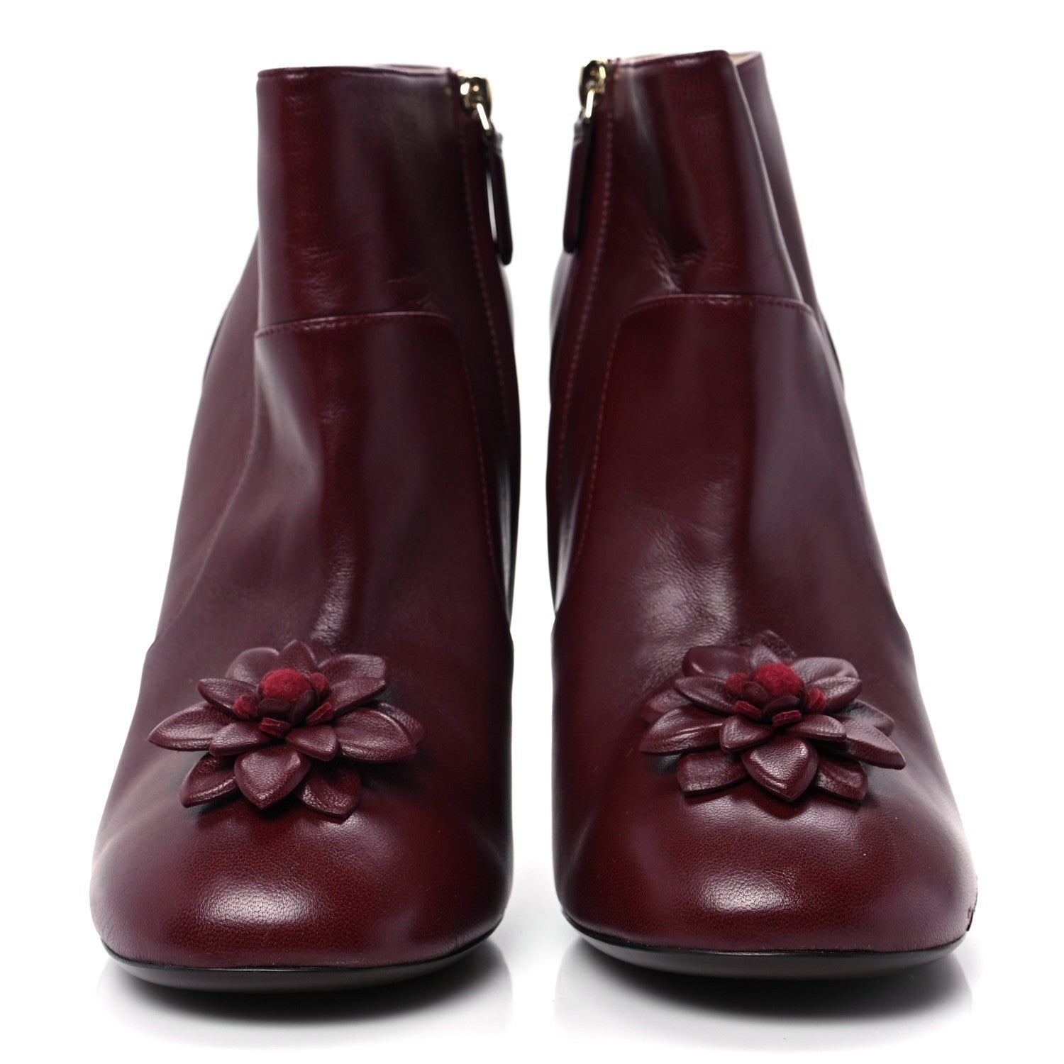 Chanel Lambskin Camelia CC Short Boots 40 Burgundy 2 of 8
