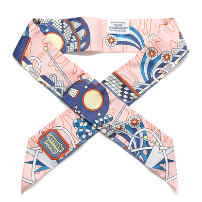 Hermes Silk Odyssey Twilly Rose Pale Bleu Jaune Soufre 1 of 4