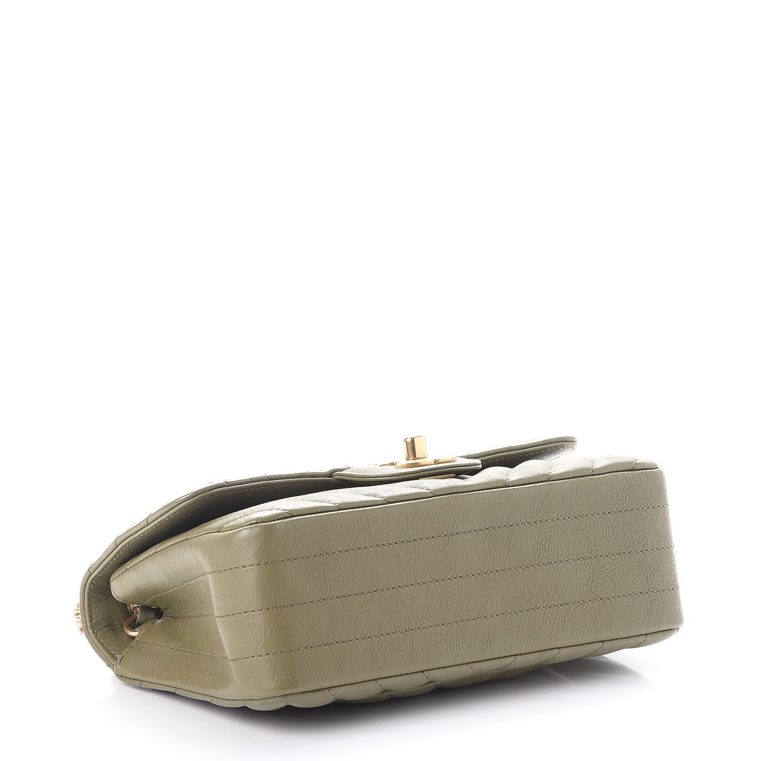 Chanel Calfskin Chevron Quilted Mini Rectangular Flap Khaki 4 of 8