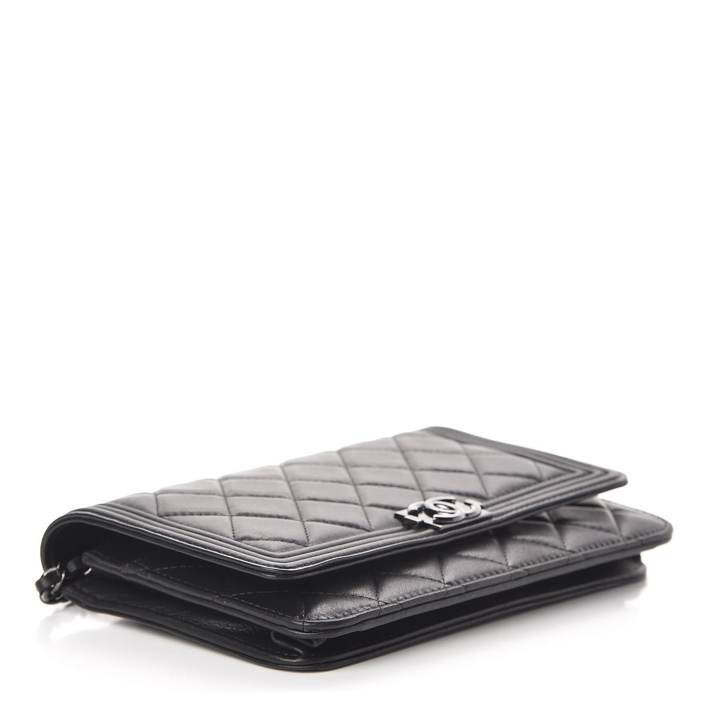 Calfskin Quilted Boy Wallet On Chain WOC So Black