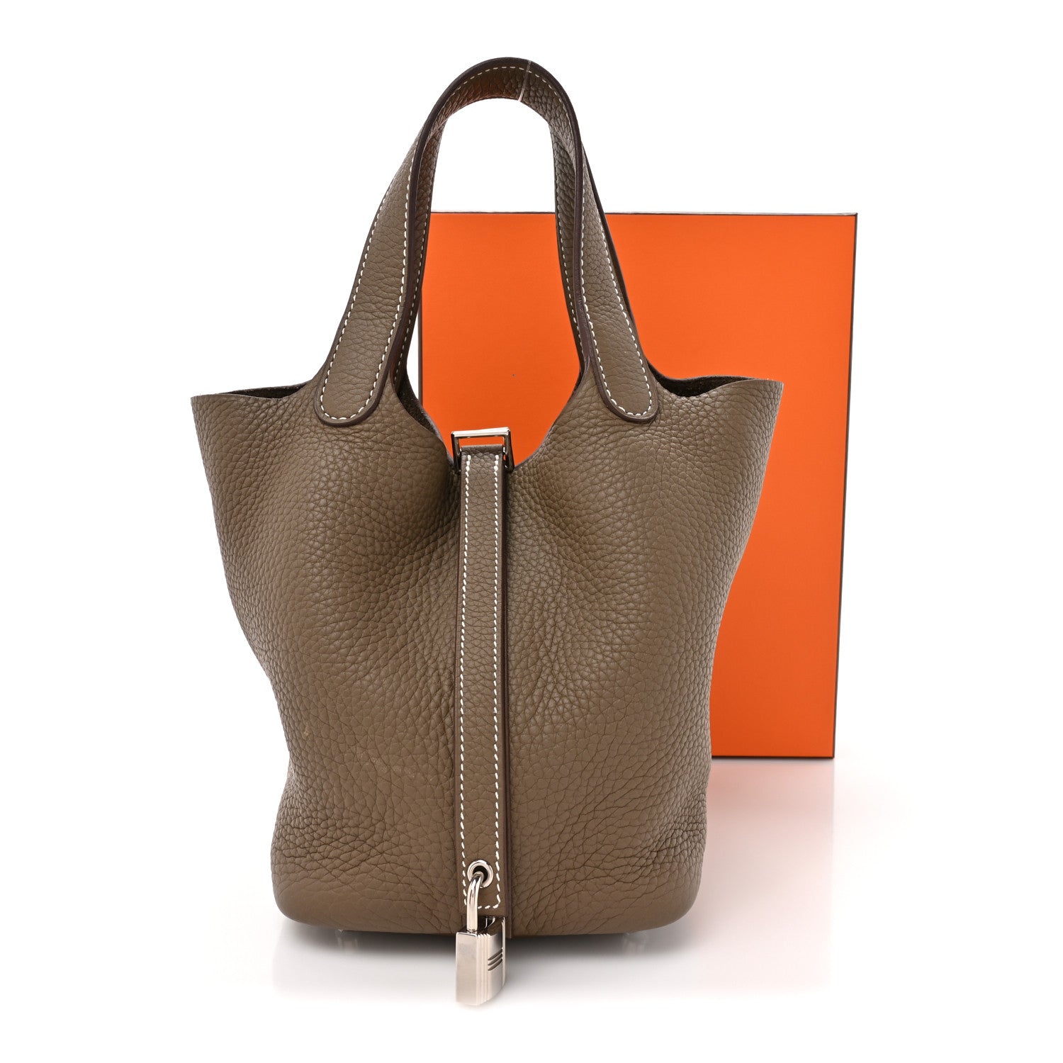 Hermes Taurillon Clemence Picotin Lock 18 PM Etoupe Etoupe 13 of 13