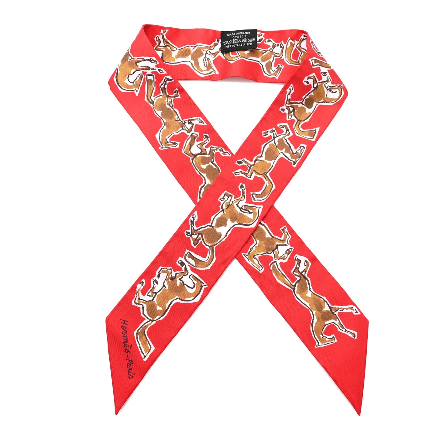 Silk Chevaux En Liberte Twilly Rouge Caramel White