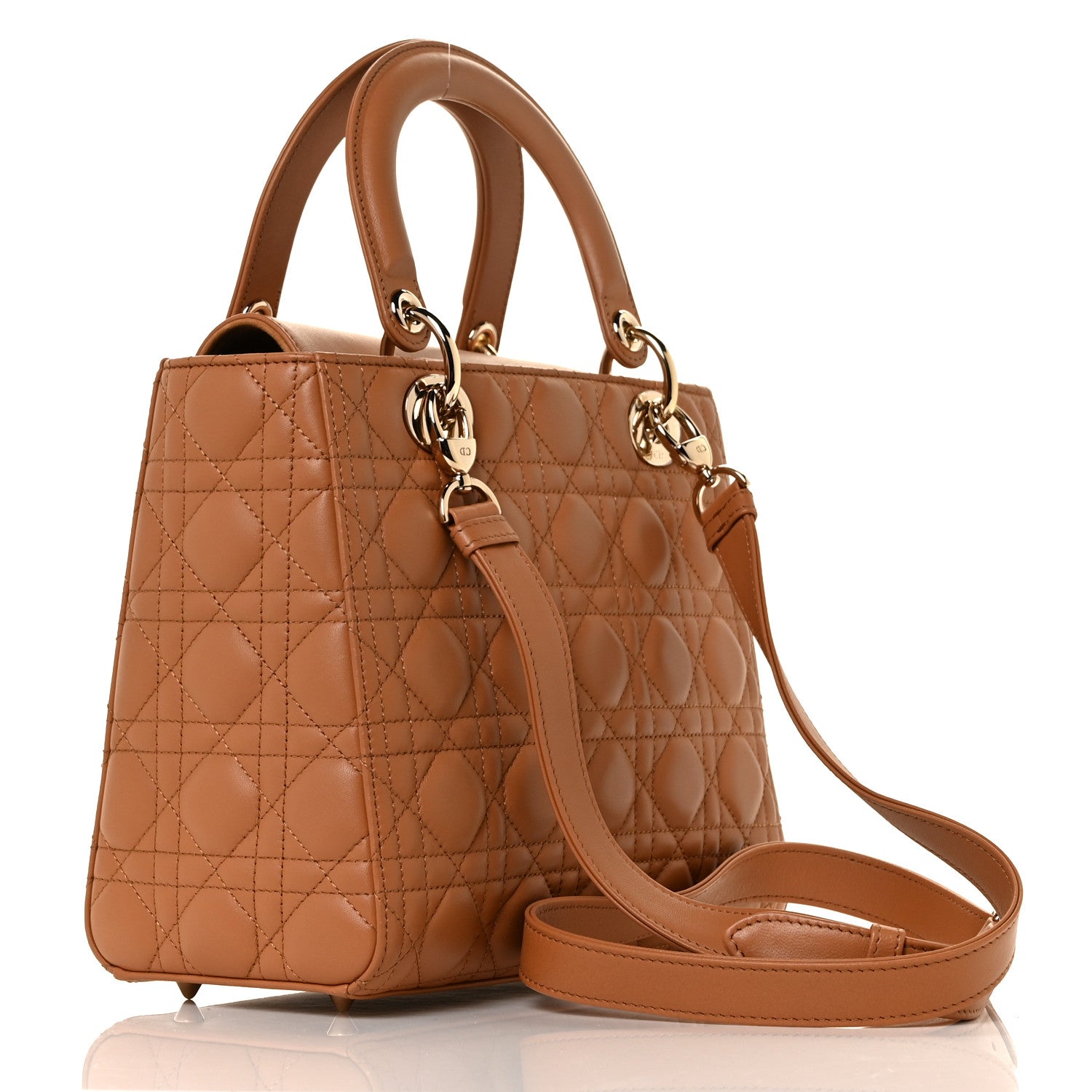Christian Dior Lambskin Cannage Medium Lady Dior Amber 3 of 9