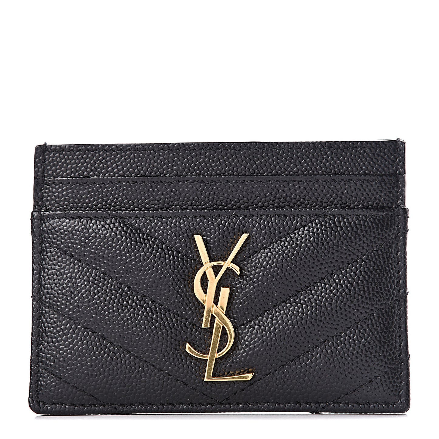 Grain De Poudre Matelasse Chevron Monogram Credit Card Case Black