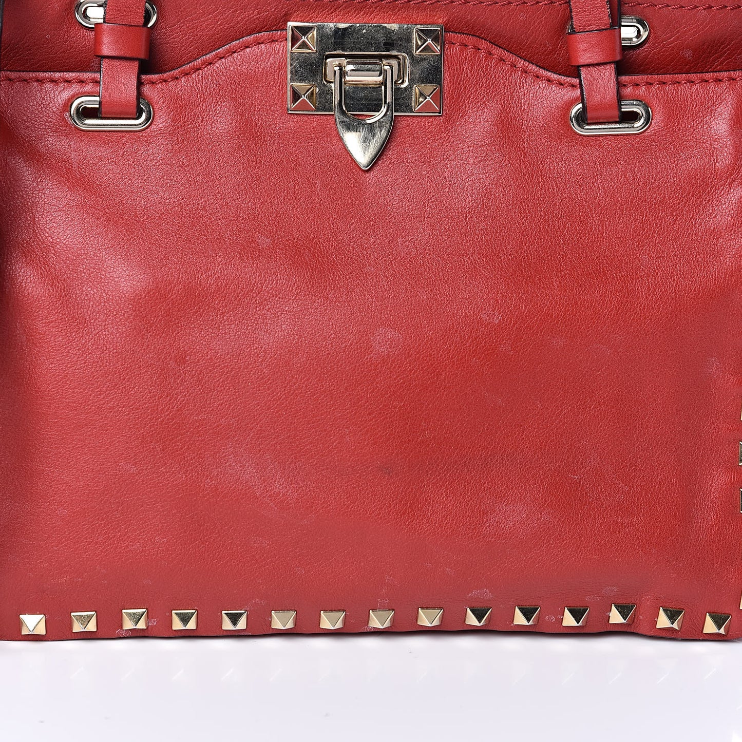 Vitello Small Rockstud Tote Rosso Valentino