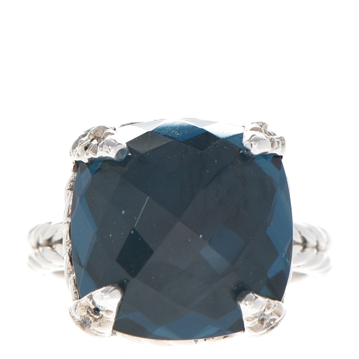 Sterling Silver Diamond Hampton Blue Topaz 14mm Chatelaine Ring 50 5.5