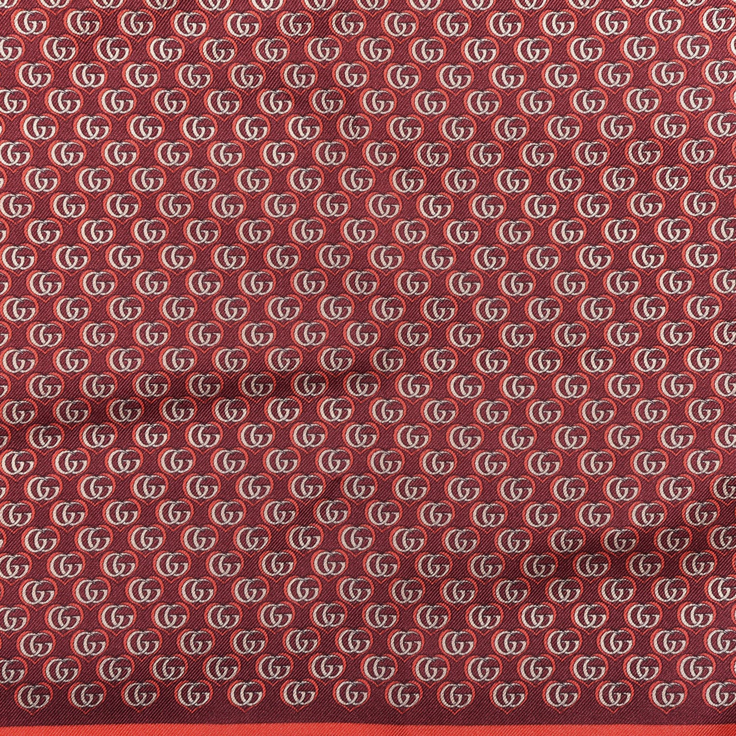Gucci Silk Interlocking G Heart Square Scarf Red 2 of 4