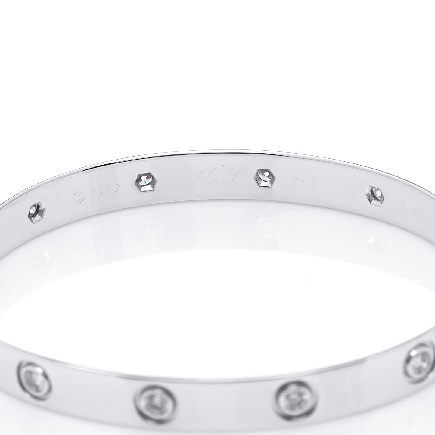 18K White Gold 10 Diamond LOVE Bracelet 16