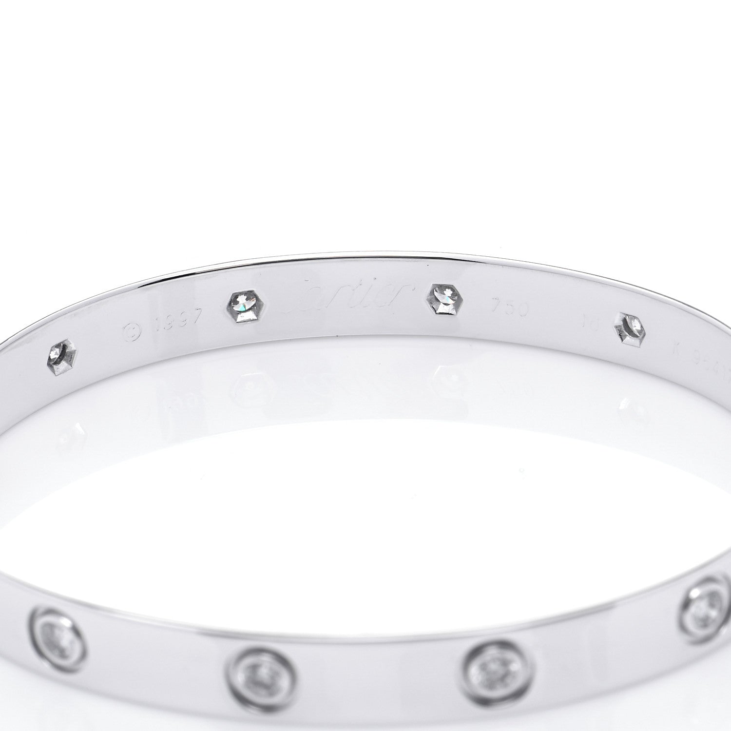 Cartier 18K White Gold 10 Diamond LOVE Bracelet 16 4 of 9