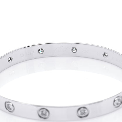 Cartier 18K White Gold 10 Diamond LOVE Bracelet 16 4 of 9