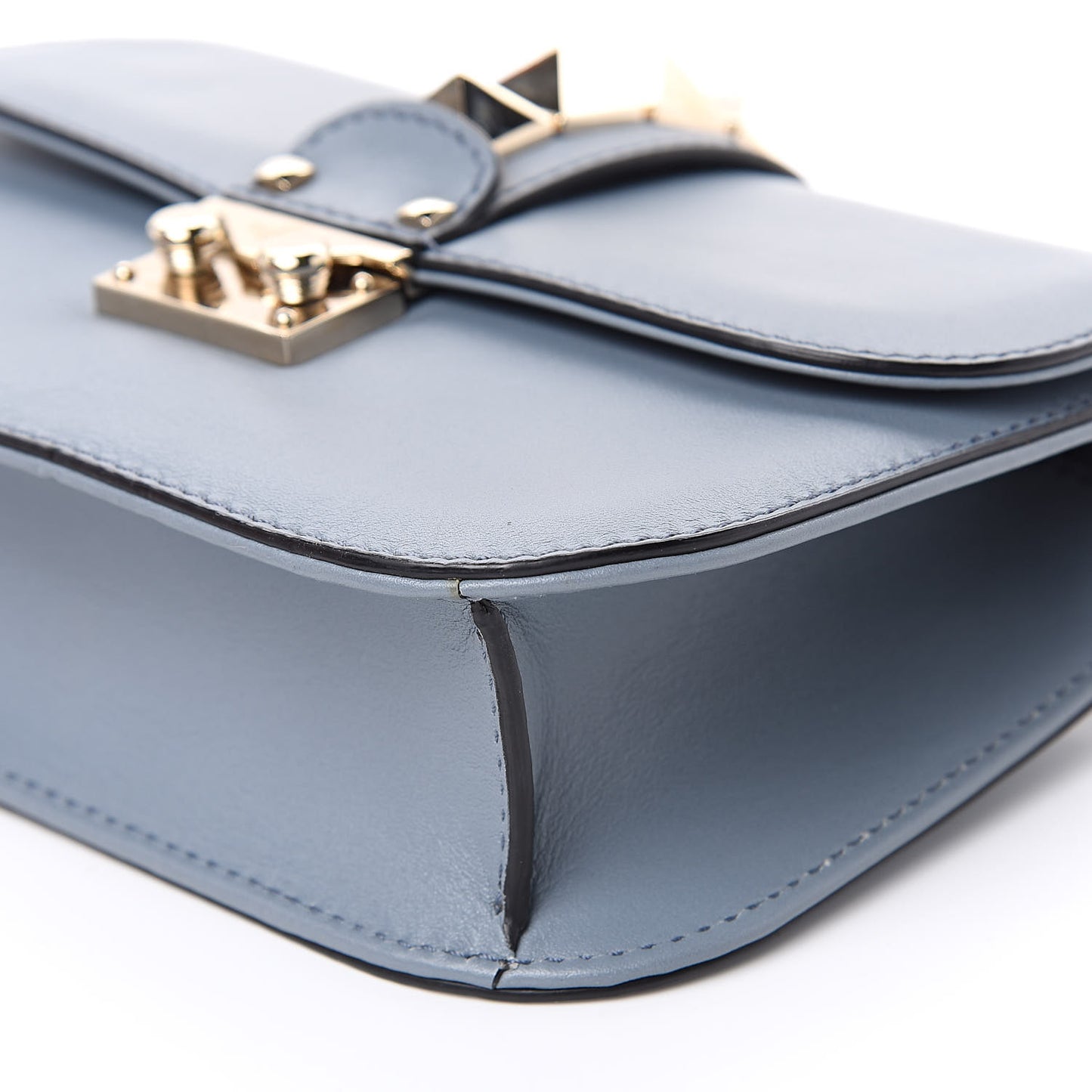 Vitello Small Glam Lock Rockstud Flap Sky Sorbet