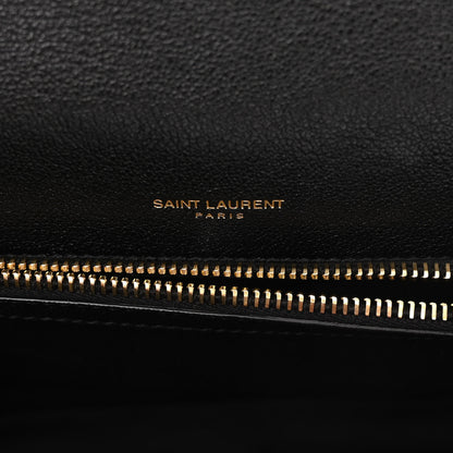 Saint Laurent Sheepskin Matelasse Chevron Monogram Medium College Bag Black 6 of 10