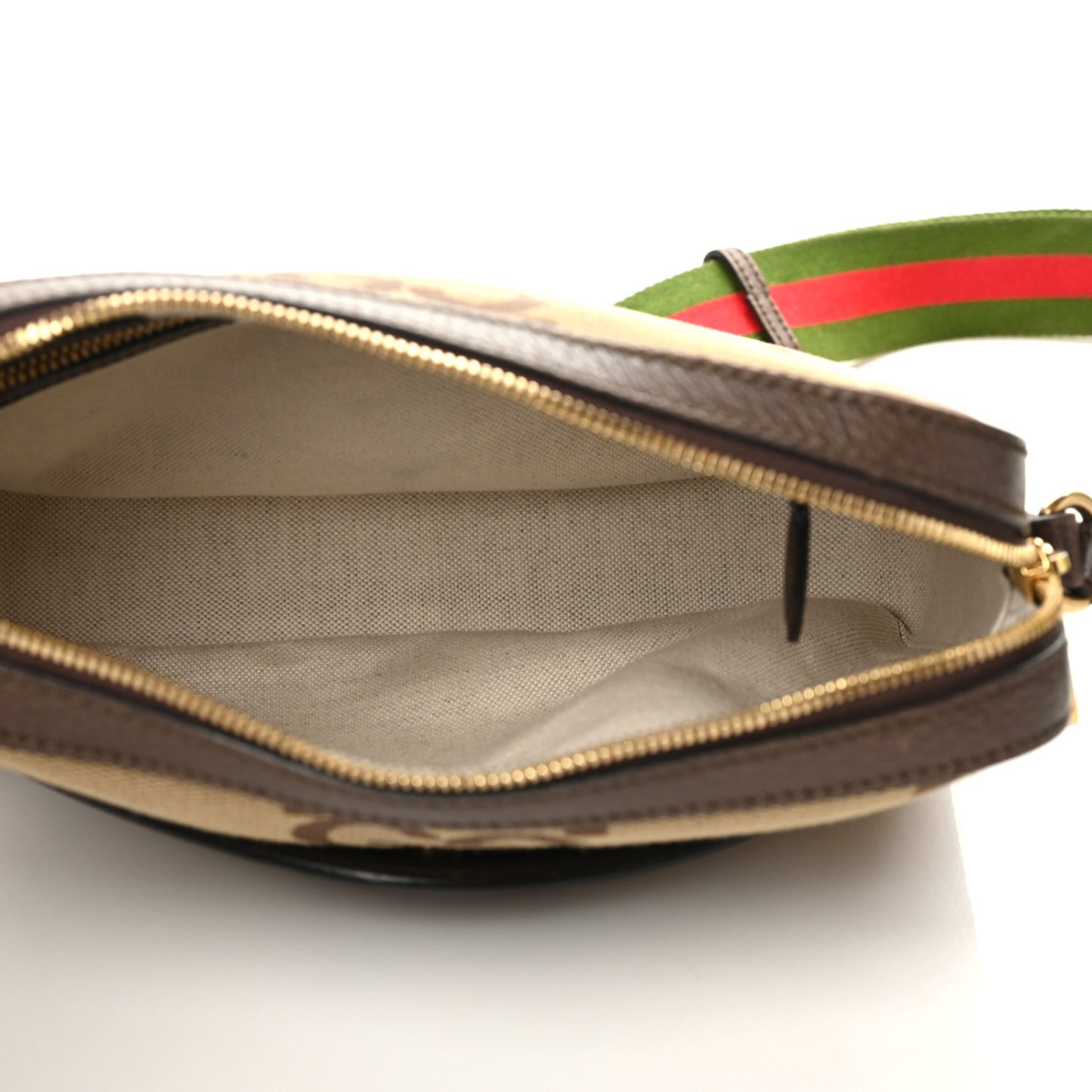Monogram Jumbo GG Textured Dollar Calfskin Web Messenger Shoulder Bag Camel Ebony New Acero