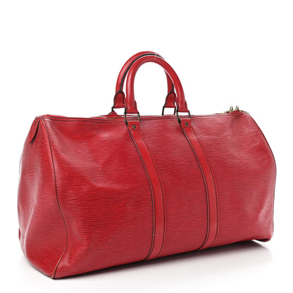 Louis Vuitton Epi Keepall 45 Castillan Red 3 of 16