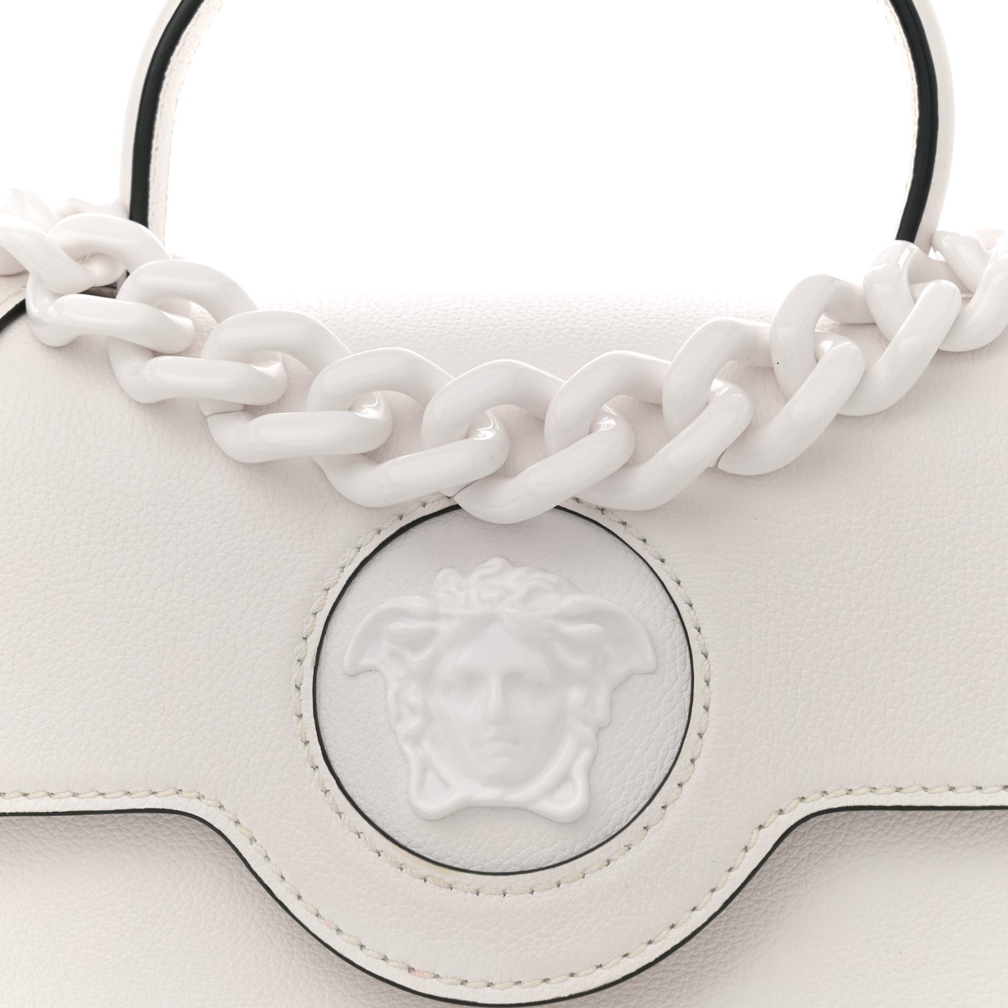 Calfskin Medium La Medusa Top Handle Handbag Optical White