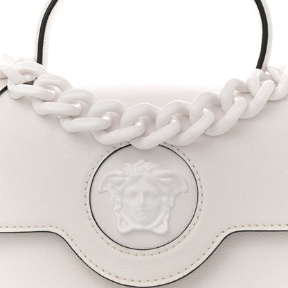 Versace Calfskin Medium La Medusa Top Handle Handbag Optical White 7 of 11