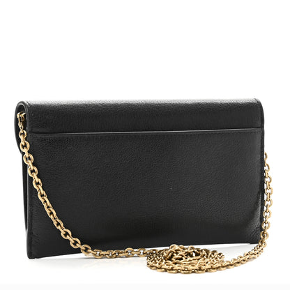 Christian Dior Goatskin Saddle Long Wallet With Chain Black 3 of 10