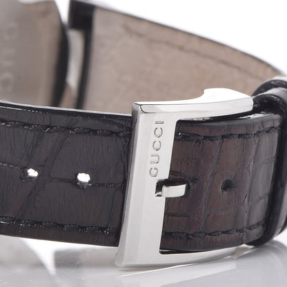Gucci Stainless Steel Alligator Diamond 37mm Interlocking G Quartz Watch Black 7 of 7