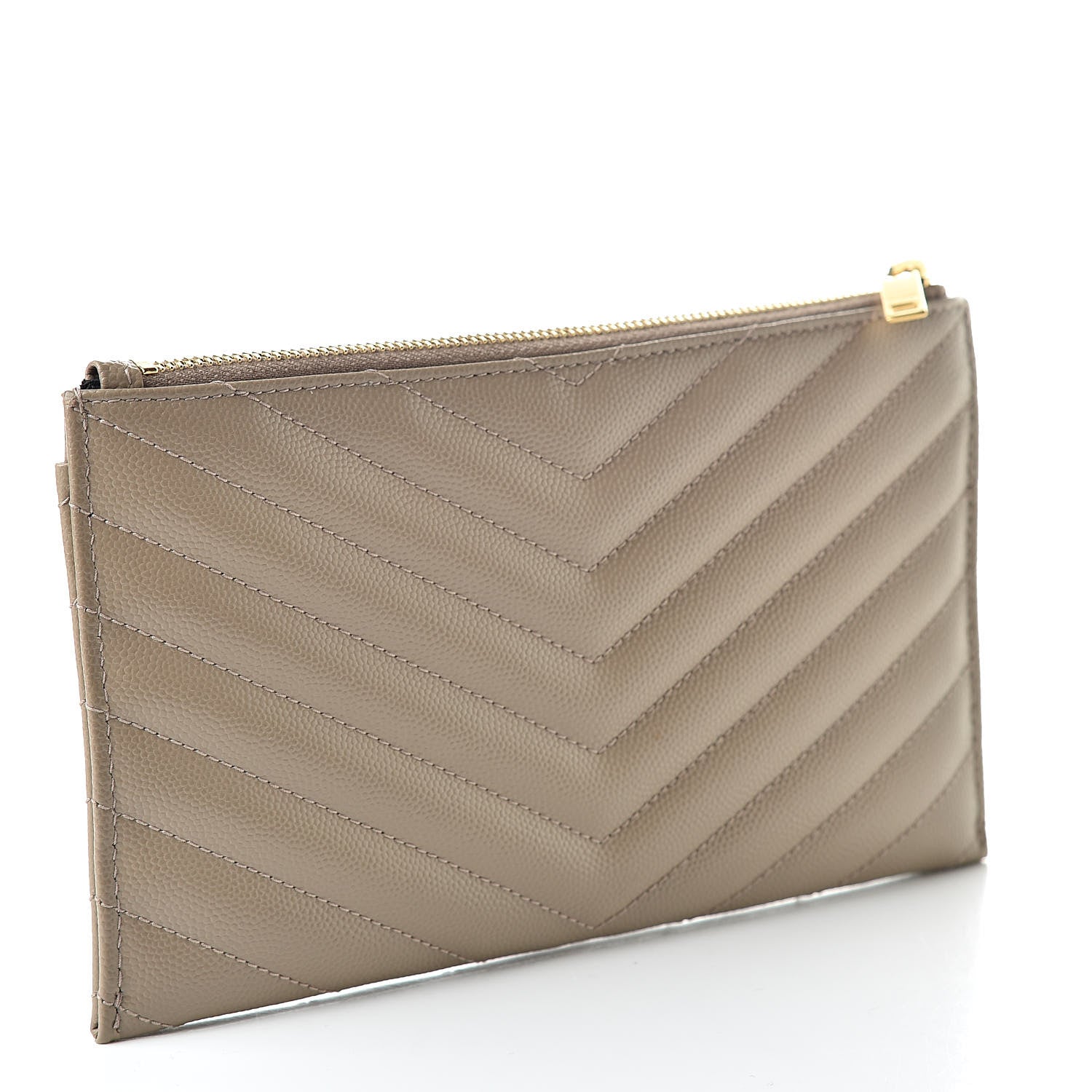 Saint Laurent Grain De Poudre Chevron Monogram Bill Pouch Dusty Grey 3 of 8