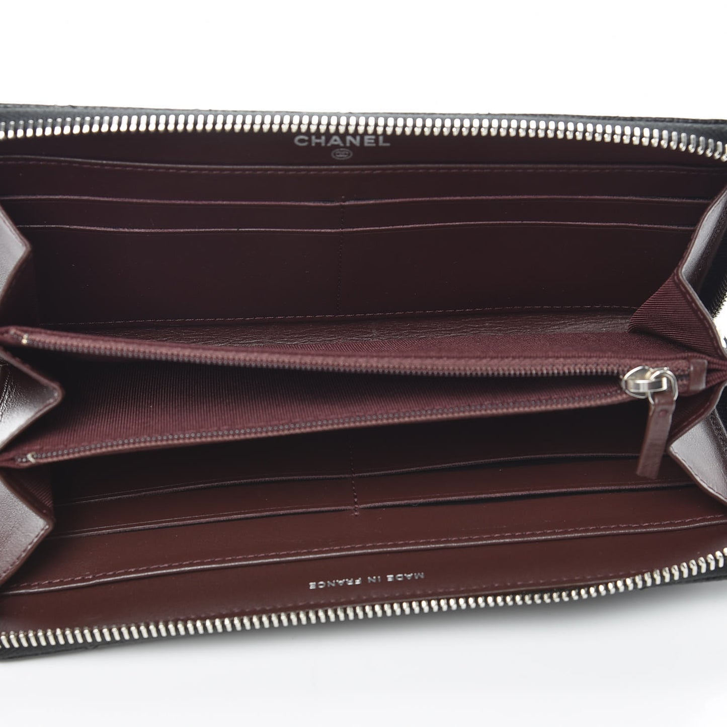 Caviar Quilted Large Gusset Zip Around Wallet Black
