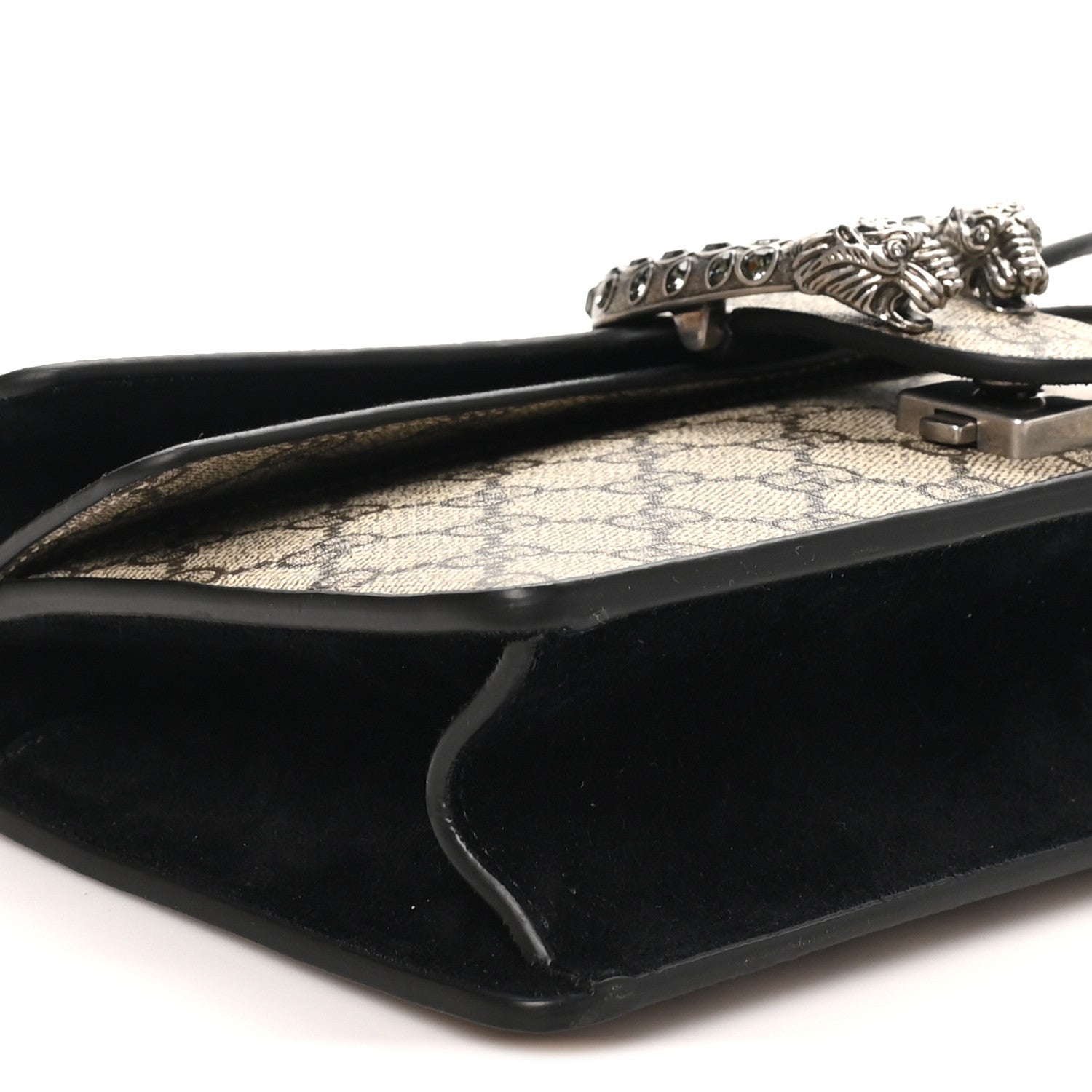 Gucci GG Supreme Monogram Suede Crystal Small Dionysus Shoulder Bag Beige Ebony Black Beige Ebony Black 9 of 10