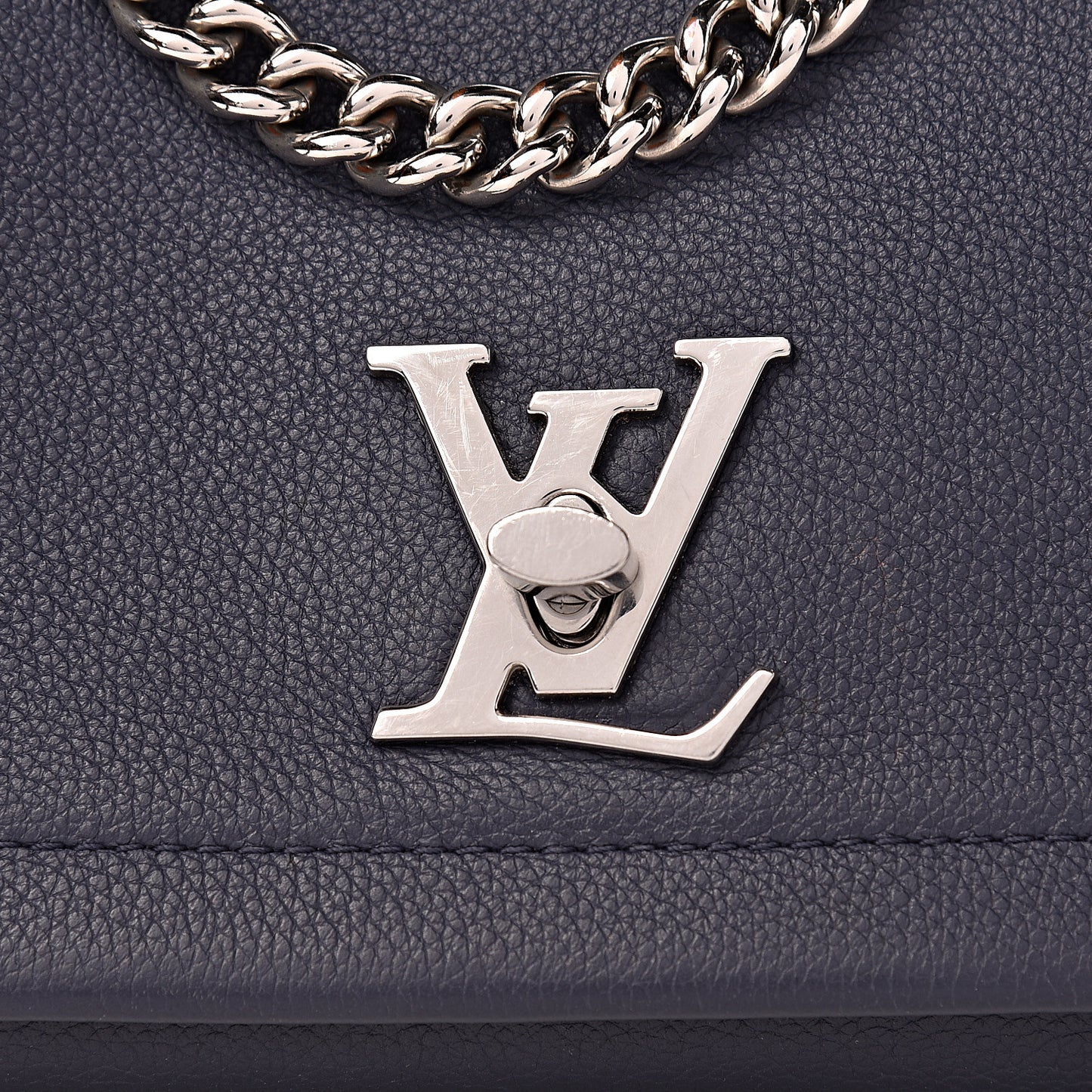 Calfskin Lockme II Chain Bag BB Marine Rouge