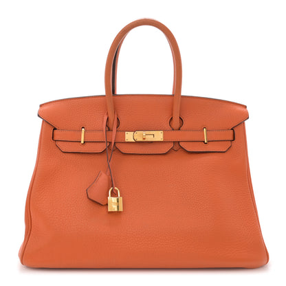 Hermes Taurillon Clemence Birkin 35 Orange 1 of 17