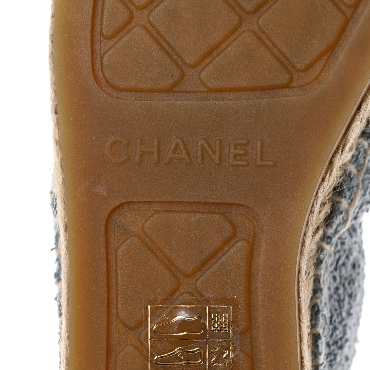 Chanel Fabric Grosgrain CC Espadrilles 37 Blue Light Gray Black 8 of 10