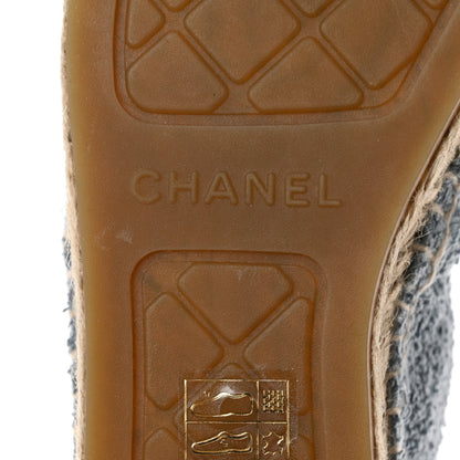 Chanel Fabric Grosgrain CC Espadrilles 37 Blue Light Gray Black 8 of 10