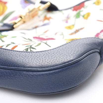 Gucci Canvas Flora Medium Jackie Hobo Blue Agata 5 of 8